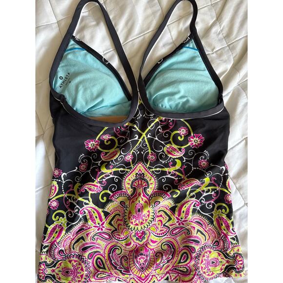 ATHLETA SWIM BLACK PAISLEY tankini top size Small S - Picture 3 of 4